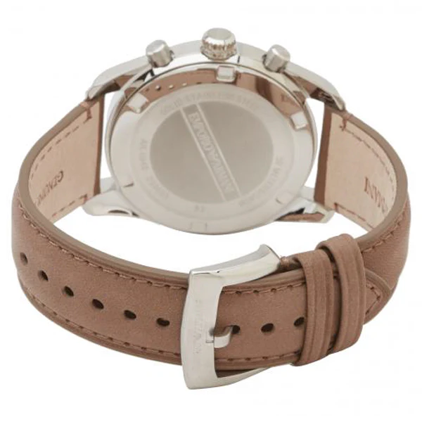 EMPORIO ARMANI Sportivo Brown Leather Strap Cream Dial Chronograph Quartz Watch for Gents - AR6040 - Image 2