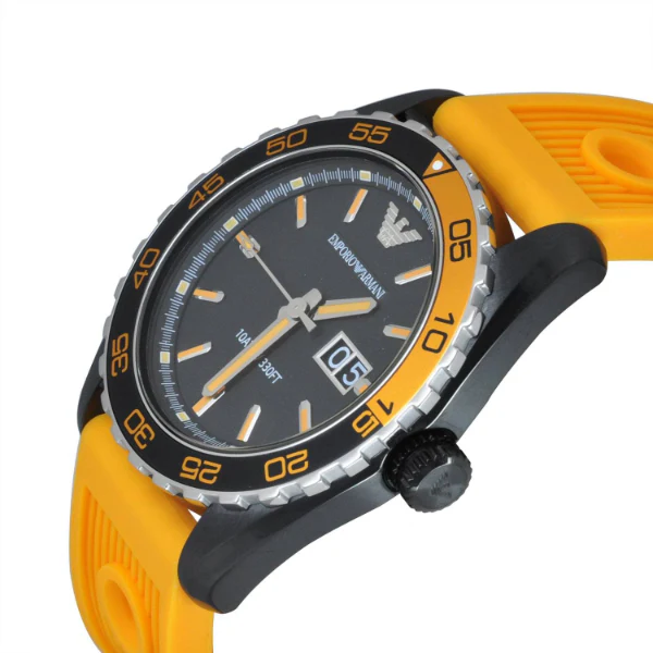 EMPORIO ARMANI Sportivo Orange Silicone Black Dial Quartz Watch for Gents- EMPORIO ARMANI AR 6046 - Image 2