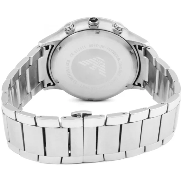 EMPORIO ARMANI Sportivo Silver Stainless Steel Black Dial Chronograph Quartz Watch for Gents - AR2460 - Image 2