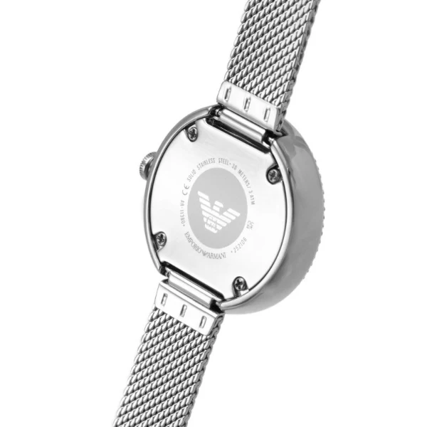EMPORIO ARMANI Two-Hand Silver Mesh Bracelet Multicolour Dial Quartz Watch for Ladies - AR11380 - Image 2