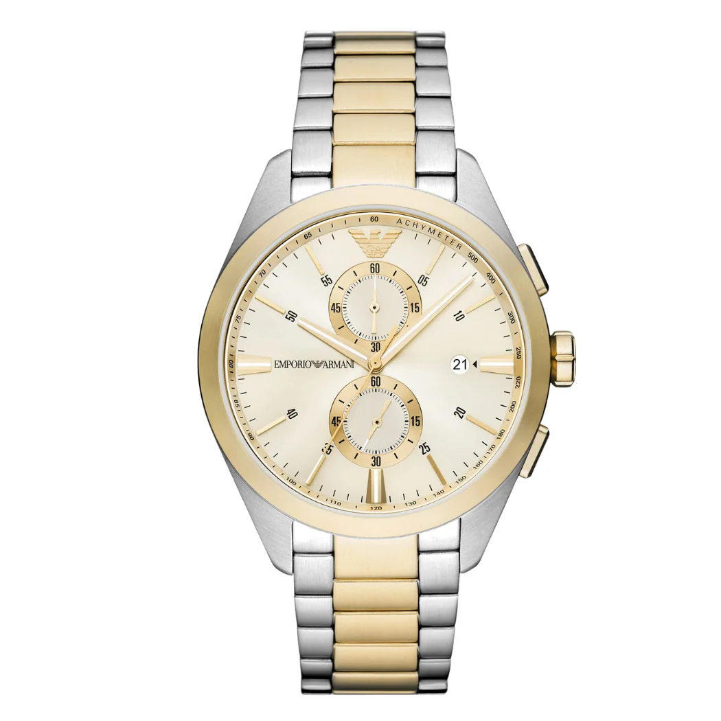 Emporio Armani Two-tone Stainless Steel Cream Dial Quartz Watch for Gents - AR11605