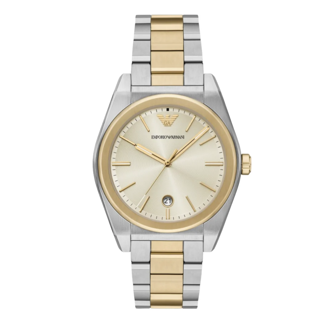 Emporio Armani Two-tone Stainless Steel Cream Dial Quartz Watch for Gents - Emporio Armani A11716