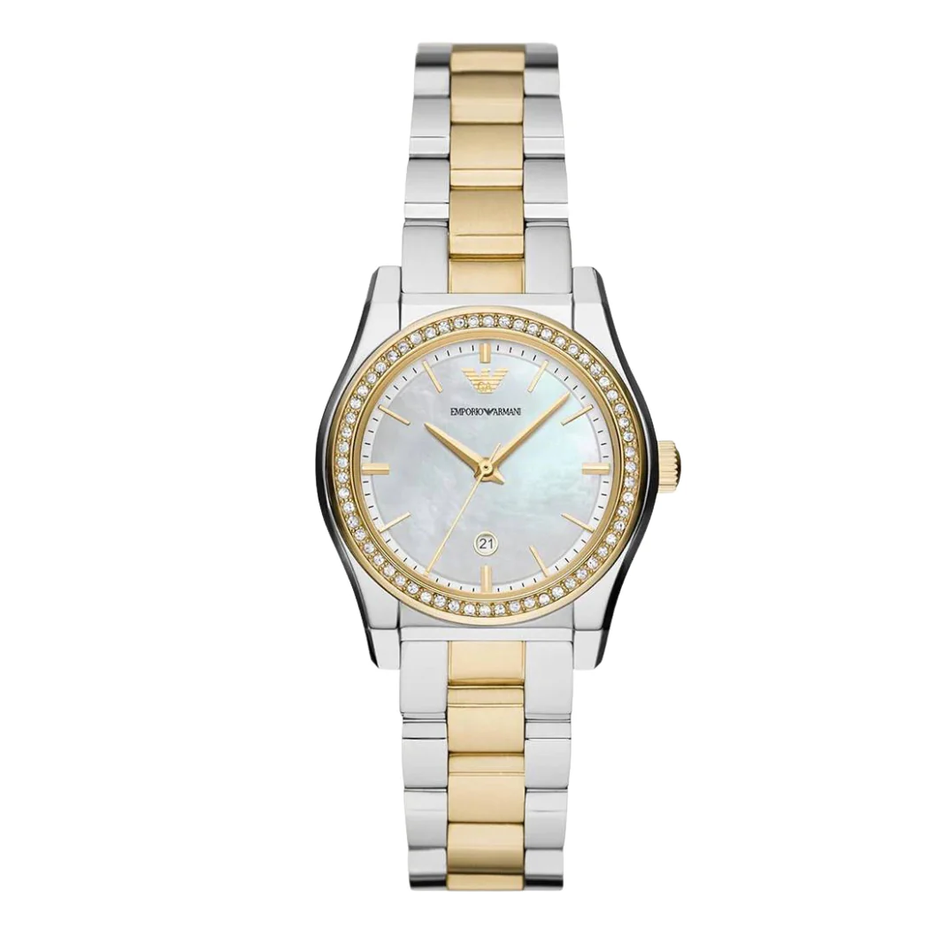 Emporio Armani Two-Tone Stainless Steel Silver Dial Quartz Watch for Ladies - AR11559