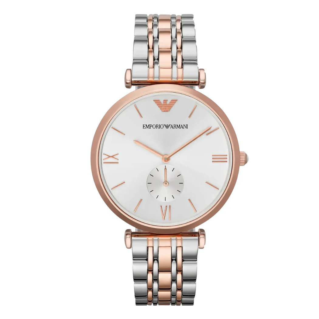Emporio Armani Two-tone Stainless Steel Silver Dial Quartz Watch For Men's - AR-1677