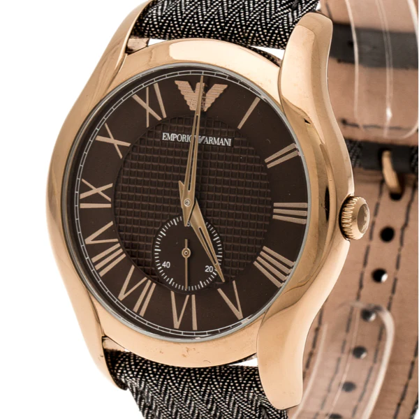 EMPORIO ARMANI Valente Brown Leather Strap Grey Dial Quartz Watch for Gents - EMPORIO ARMANI AR1985 - Image 2