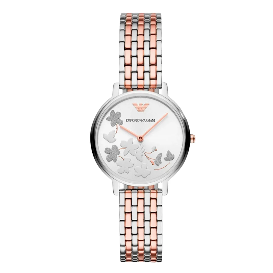 EMPORIO ARMANI White Dial Two-tone Stainless Steel Watch For Ladies - AR11113