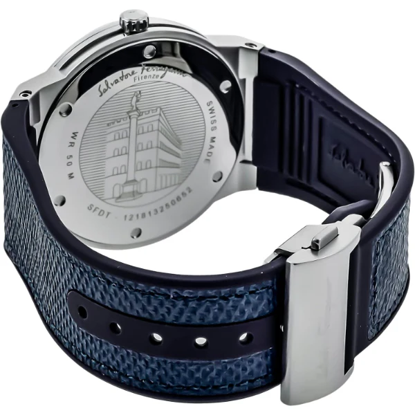 Ferragamo F-80 Classic Blue Rubber Strap Blue Dial Quartz Watch For Gents - Sfdt007 19 - Image 2