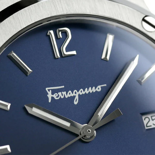 Ferragamo F-80 Classic Blue Rubber Strap Blue Dial Quartz Watch For Gents - Sfdt007 19 - Image 3