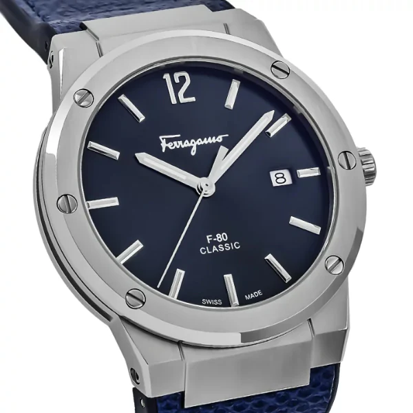 Ferragamo F-80 Classic Blue Rubber Strap Blue Dial Quartz Watch For Gents - Sfdt007 19 - Image 4
