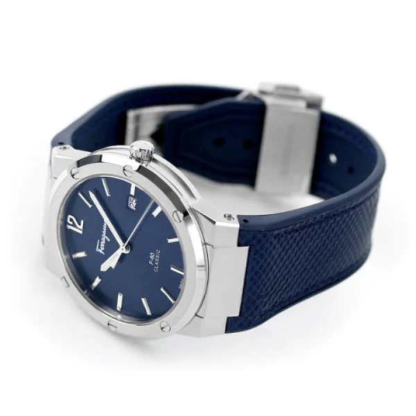 Ferragamo F-80 Classic Blue Rubber Strap Blue Dial Quartz Watch For Gents - Sfdt007 19 - Image 5
