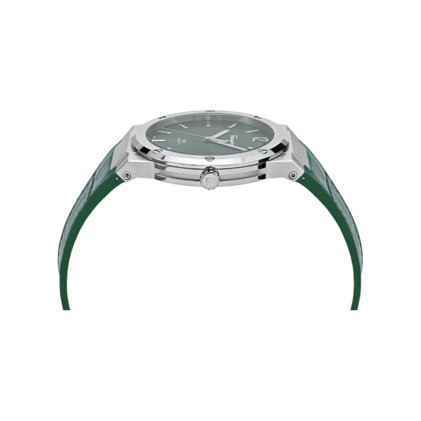 Ferragamo F-80 Classic Green Leather Strap Green Dial Quartz Watch For Gents - Sfdt00119 - Image 3