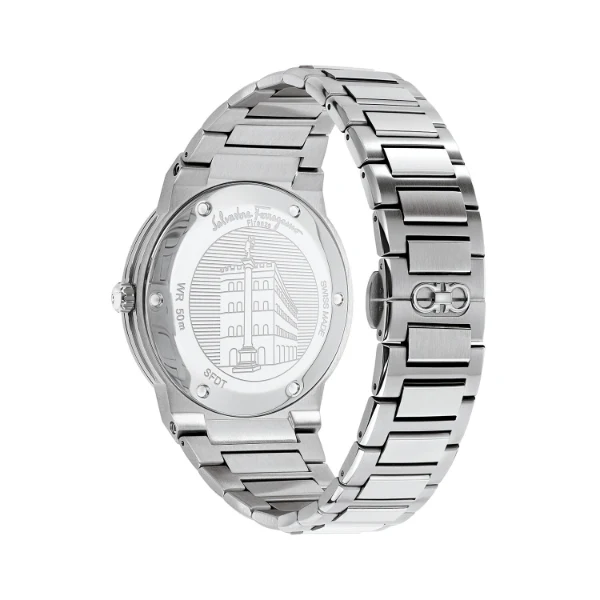 Ferragamo F-80 Classic Silver Stainless Steel Blue Dial Quartz Watch For Gents - Sfdt01320 - Image 2