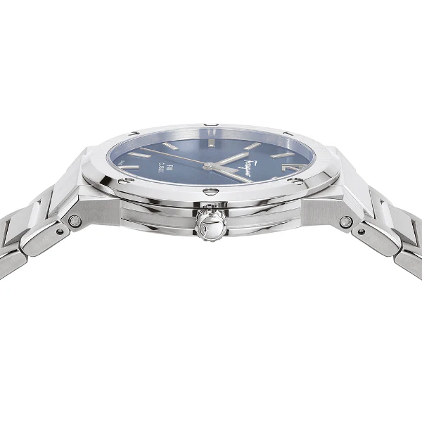 Ferragamo F-80 Classic Silver Stainless Steel Blue Dial Quartz Watch For Gents - Sfdt01320 - Image 4