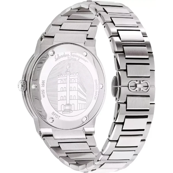 Ferragamo F-80 Silver Stainless Steel Black Dial Quartz Watch for Gents - SFDT00239 - Image 2