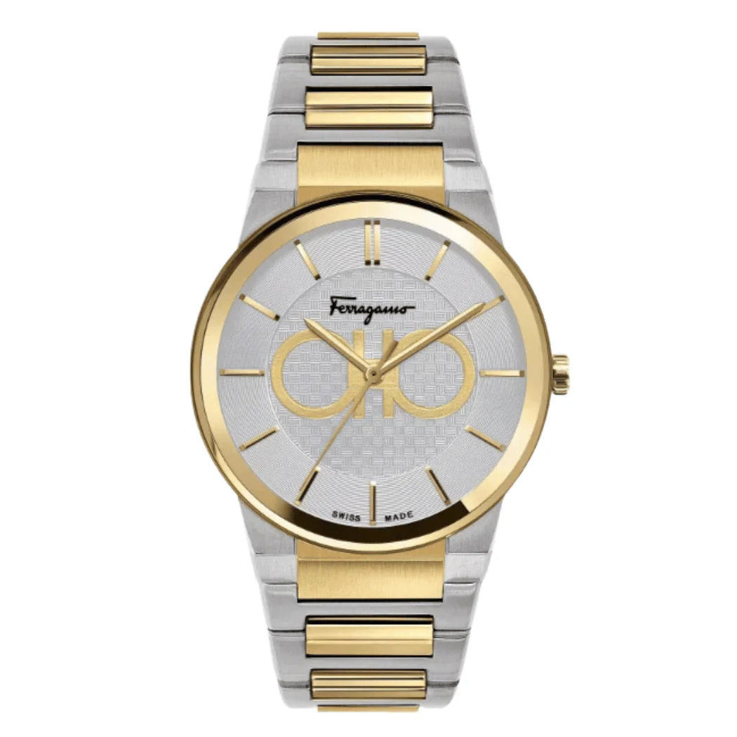 Ferragamo Sapphire Two-tone Stainless Steel Silver Dial Quartz Watch for Gents - SFHP00520