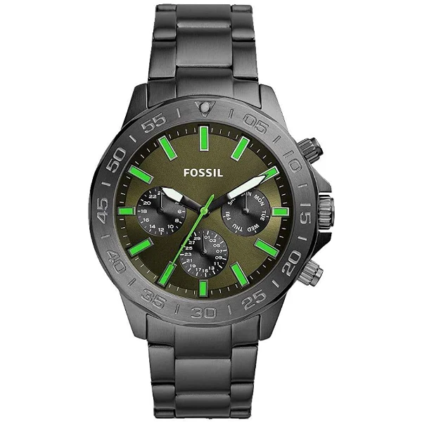 Fossil Bannon Multifunction Gray Stainless Steel Green Dial Chronograph Quartz Watch for Gents - BQ2504 - Image 2