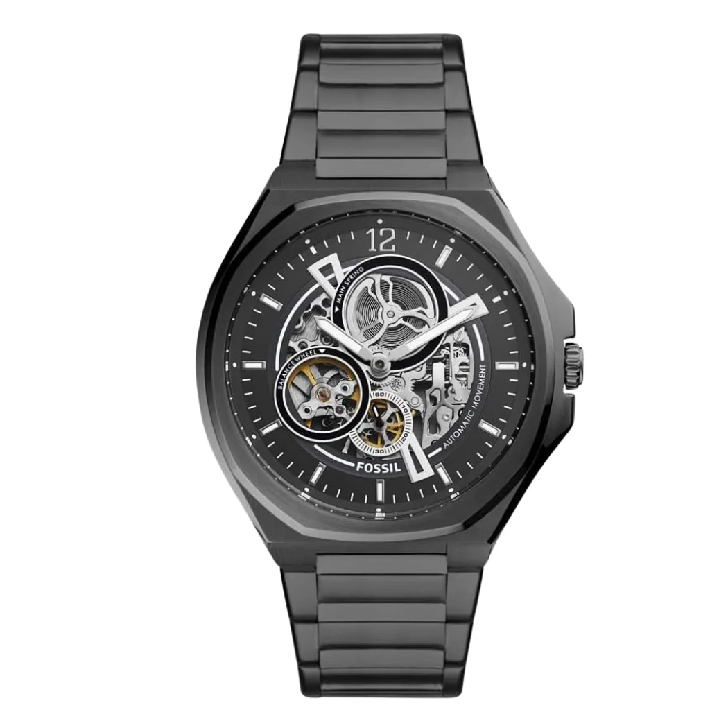 Fossil Black Stainless Steel Black Dial Automatic Watch for Gents - BQ2621