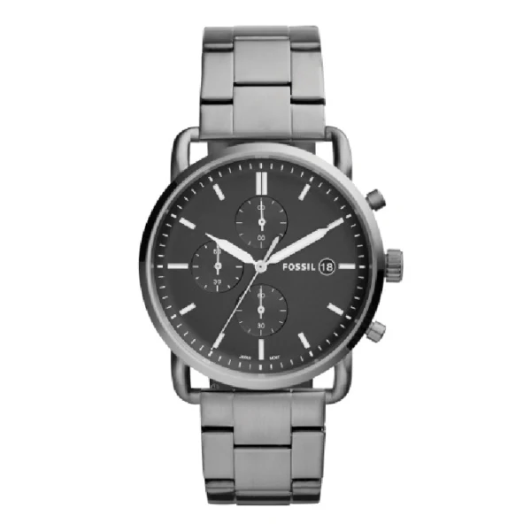 Fossil Commuter Grey Stainless Steel Black Dial Chronograph Quartz Watch for Gents - FS5400 - Image 2