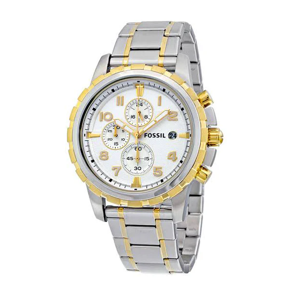 Fossil Dean Two-tone Stainless Steel Silver Dial Chronograph Quartz Watch for Gents - FS4795 - Image 2