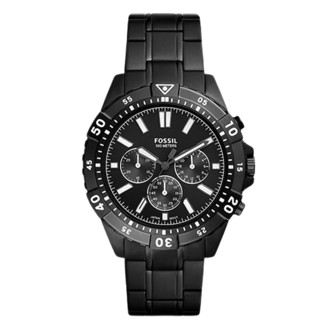 Fossil Garrett Black Stainless Steel Black Dial Chronograph Quartz Watch for Gents - FS5773
