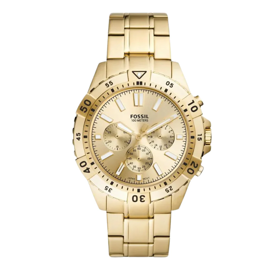Fossil Garrett Gold Stainless Steel Gold Dial Chronograph Quartz Watch for Gents - FS5772