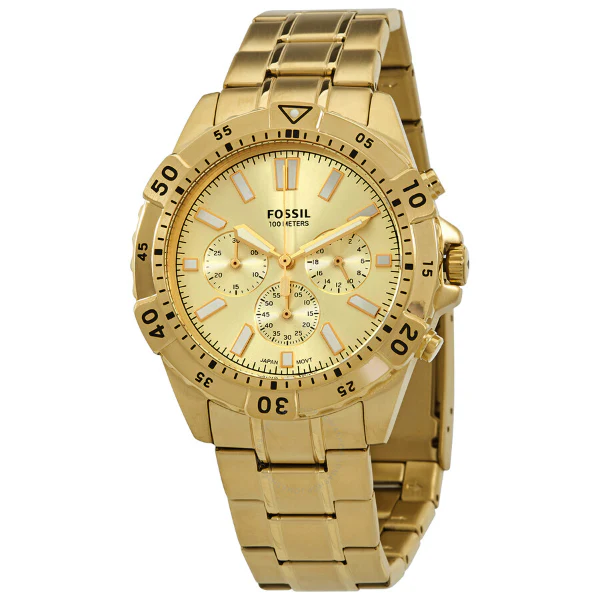 Fossil Garrett Gold Stainless Steel Gold Dial Chronograph Quartz Watch for Gents - FS5772 - Image 2