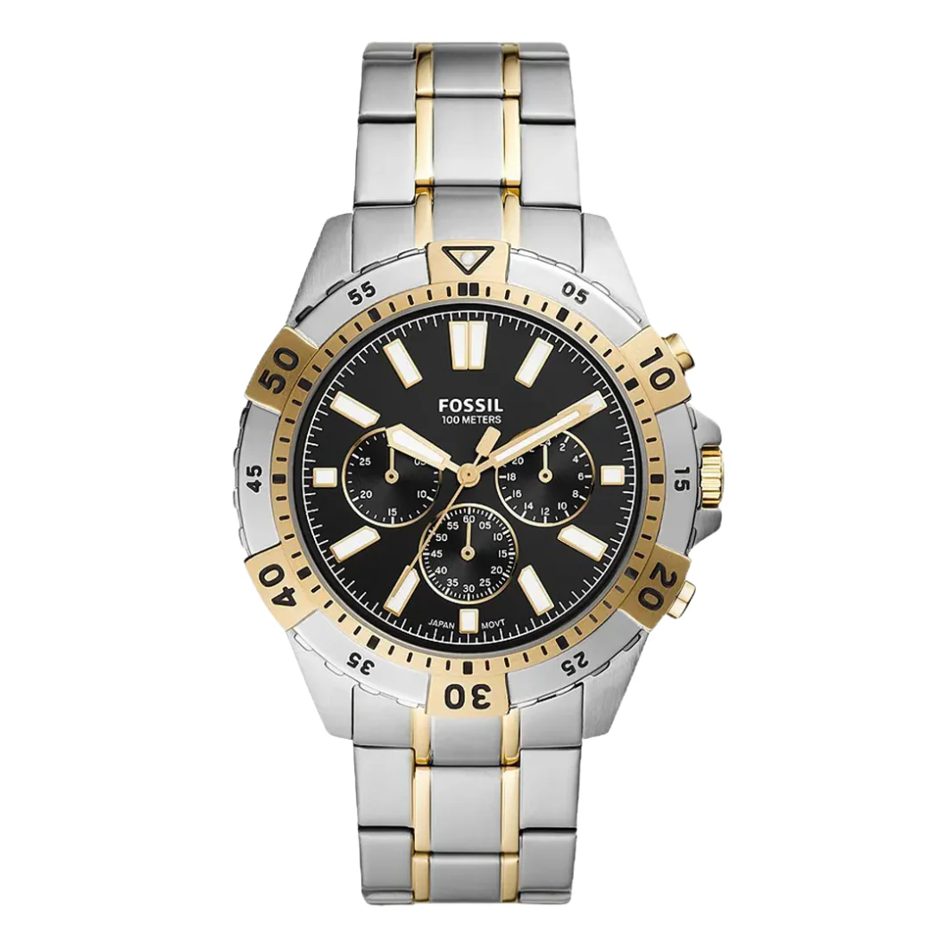 Fossil Garrett Two-tone Stainless Steel Black Dial Chronograph Quartz Watch for Gents - FS5771