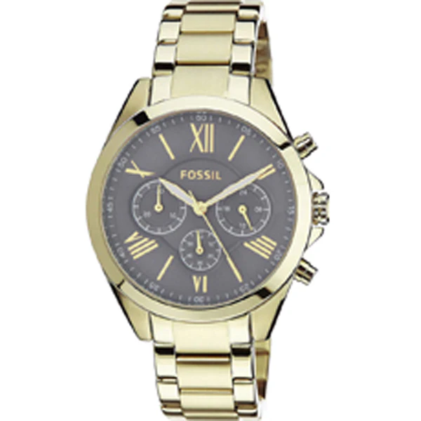 Fossil Gold Stainless Steel Black Dial Chronograph Quartz Watch for Ladies - BQ3057