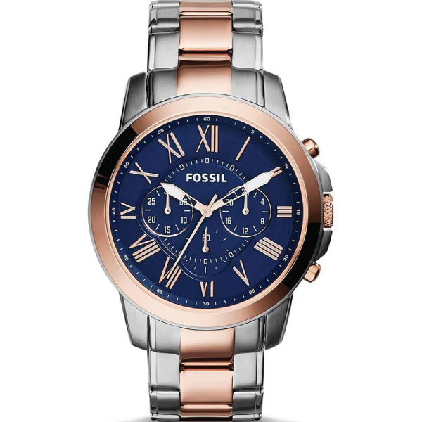 Fossil Grant Two-toned Stainless Steel Blue Dial Chronograph Quartz Watch for Gents - FS5024 - Image 2
