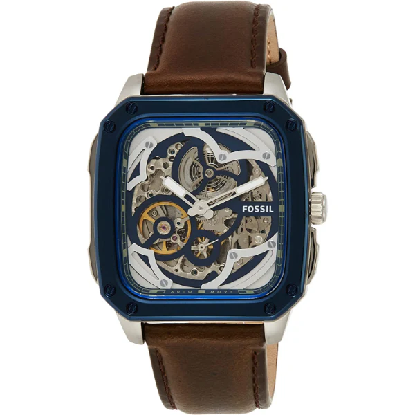 Fossil Inscription Brown Leather Strap Skeleton Multicolor Dial Automatic Watch for Gents - BQ2571 - Image 2