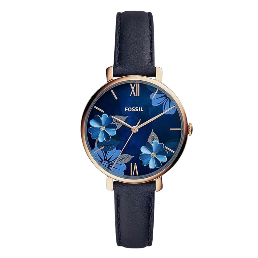 Fossil Jacqueline Blue Leather Strap Blue Dial Quartz Watch for Ladies - ES4673