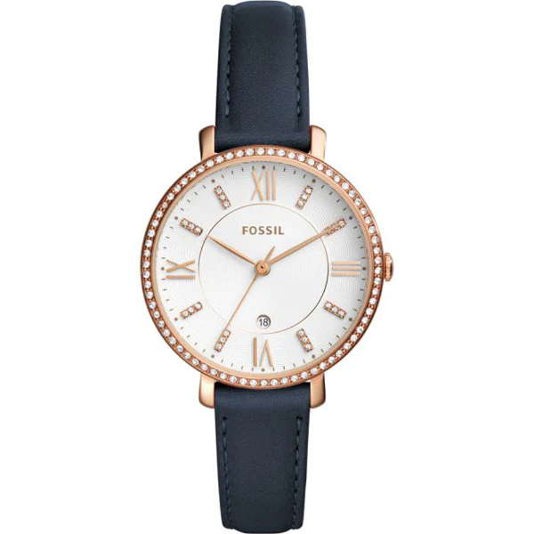 Fossil Jacqueline Blue Leather Strap White Dial Quartz Watch for Ladies - ES4291