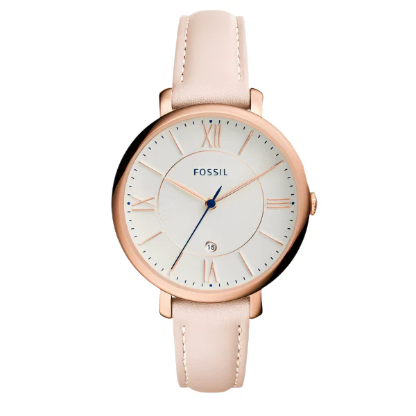 Fossil Jacqueline Blush Leather Strap White Dial Quartz Watch for Ladies - ES3988