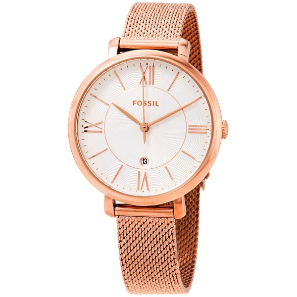 Fossil Jacqueline Rose Gold Mesh Bracelet White Dial Quartz Watch for Ladies - ES4352 - Image 2
