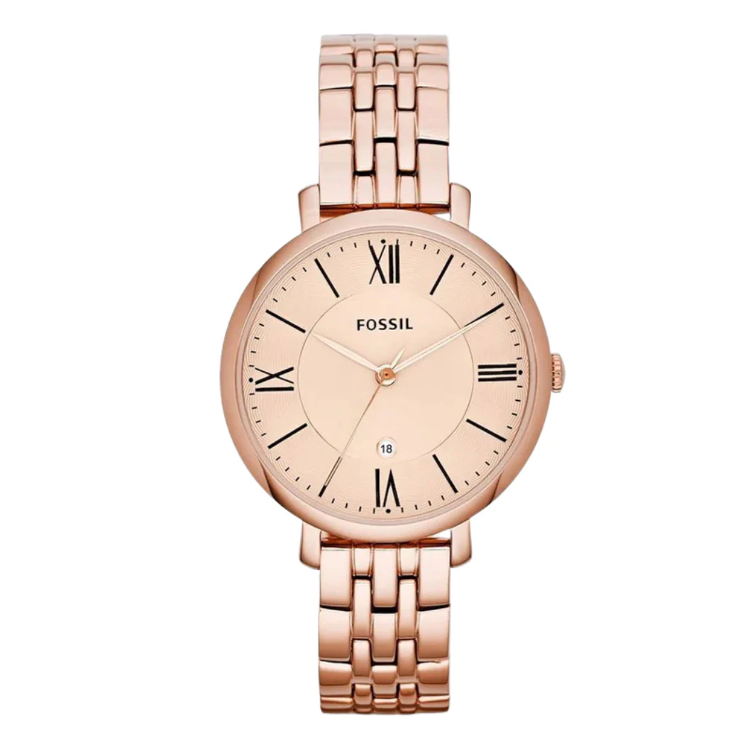Fossil Jacqueline Rose Gold Stainless Steel Rose Gold Dial Quartz Watch for Ladies - ES3435