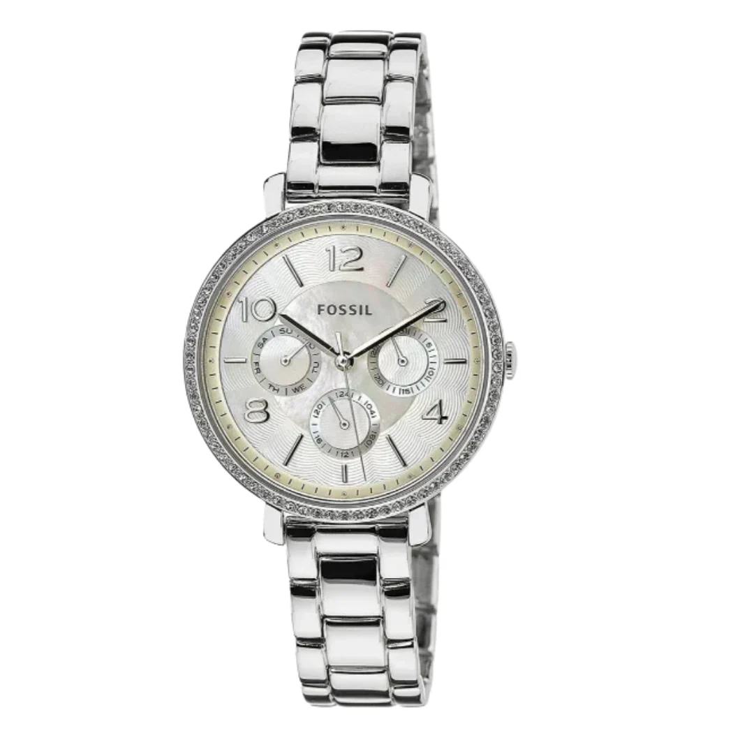 Fossil Jacqueline Silver Stainless Steel Mother Of Pearl Dial Quartz Watch for Ladies - ES3755