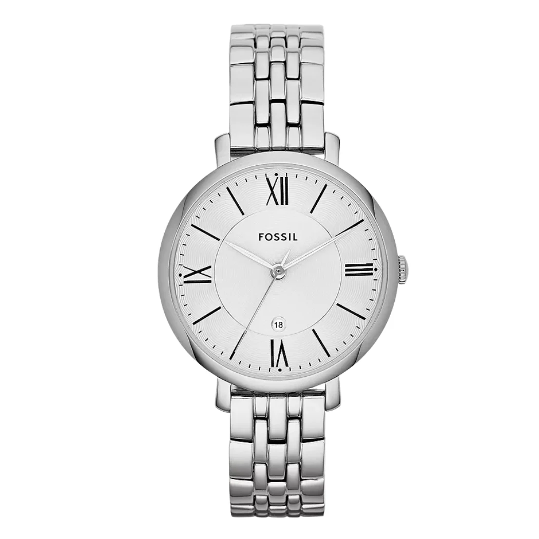 Fossil Jacqueline Silver Stainless Steel White Dial Quartz Watch for Ladies - ES3433