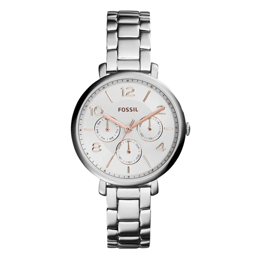 Fossil Jacqueline Silver Stainless Steel White Dial Quartz Watch for Ladies - ES3738