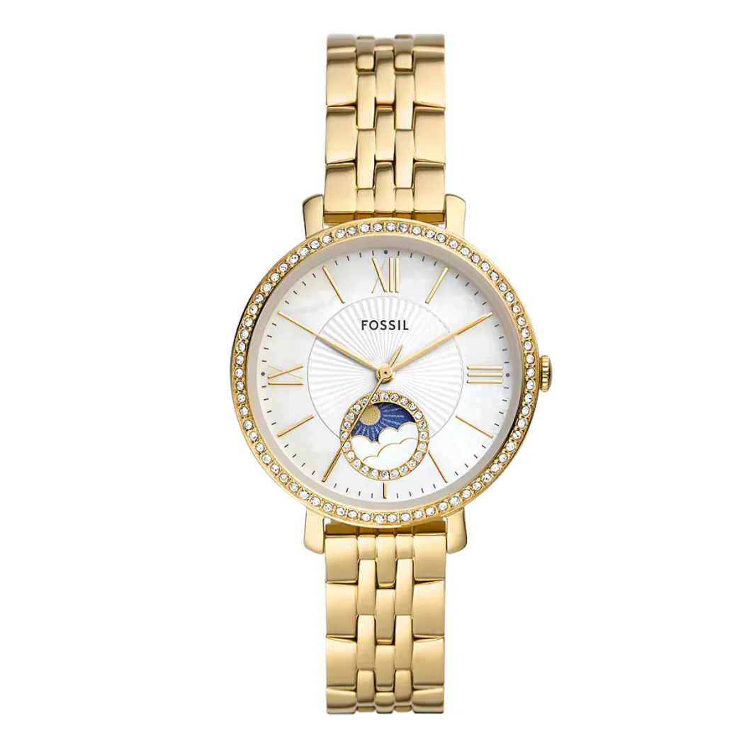 Fossil Jacqueline Sun Moon Gold Stainless Steel Mother Of Pearl Dial Quartz Watch for Ladies - ES5167