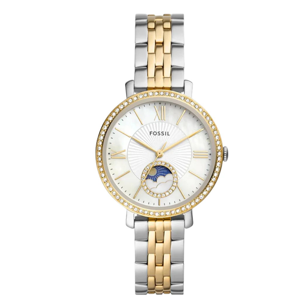 Fossil Jacqueline Sun Moon Two-Tone Stainless Steel Mother Of Pearl Dial Quartz Watch for Ladies - ES5166