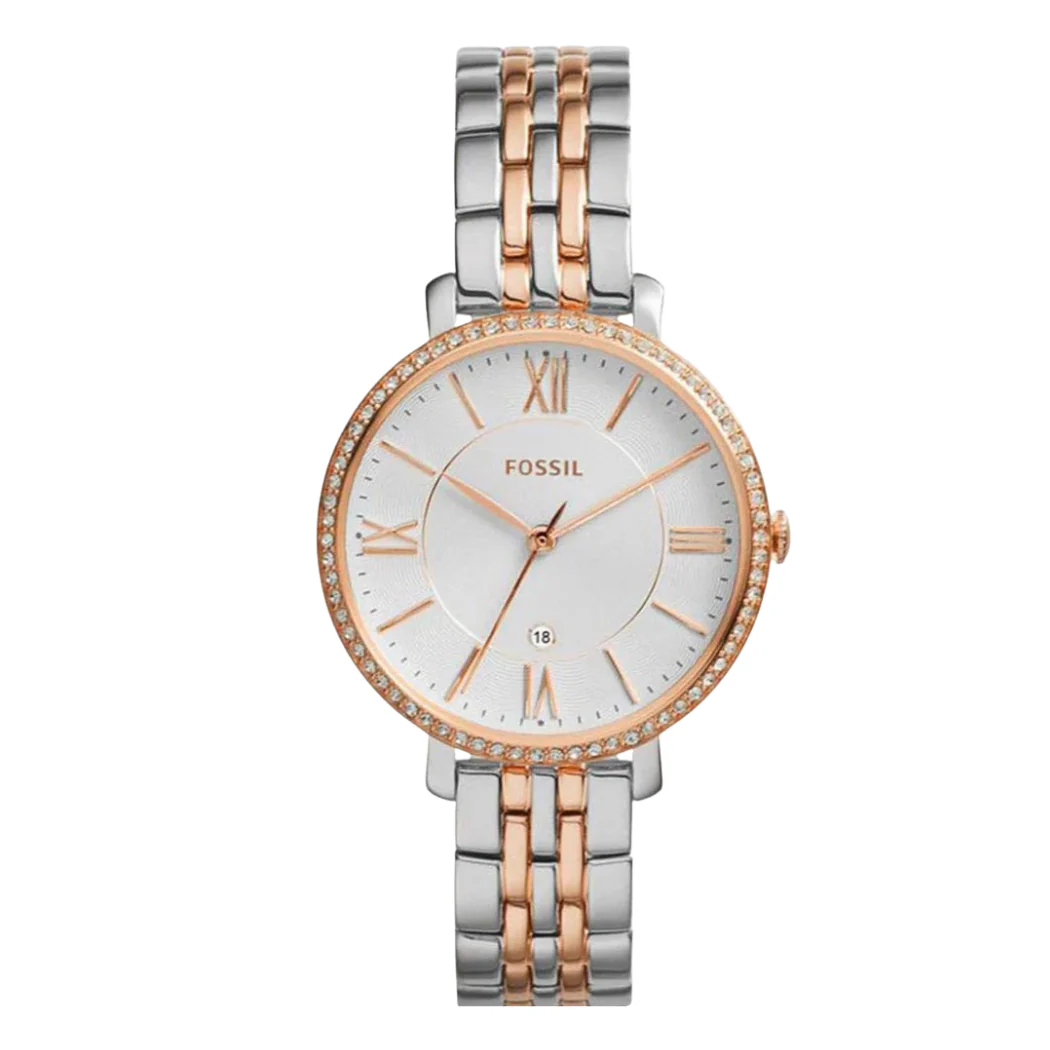 Fossil Jacqueline Two-tone Stainless Steel White Dial Quartz Watch for Ladies - ES3634