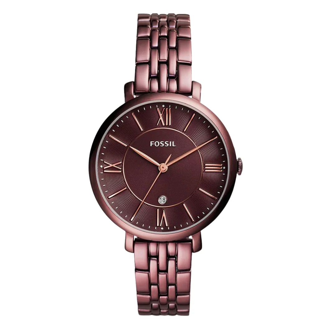 Fossil Jacqueline Wine Stainless Steel Wine Dial Quartz Watch for Ladies - ES4100