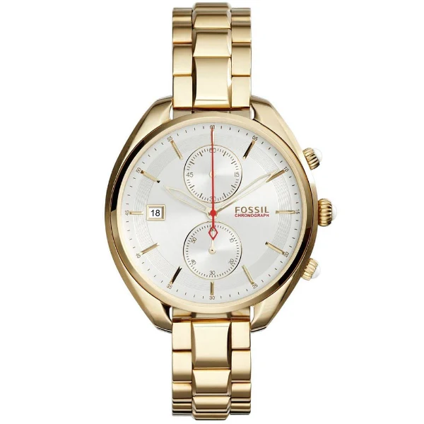 Fossil Land Racer Gold Stainless Steel Silver Dial Chronograph Quartz Watch for Ladies - CH2976