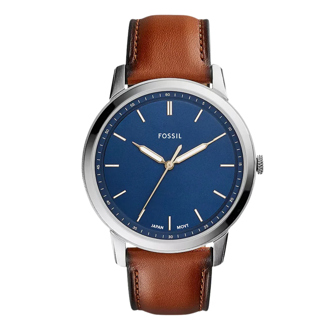 Fossil Minimalist Black Leather Strap Black Dial Quartz Watch for Gents - FS5304