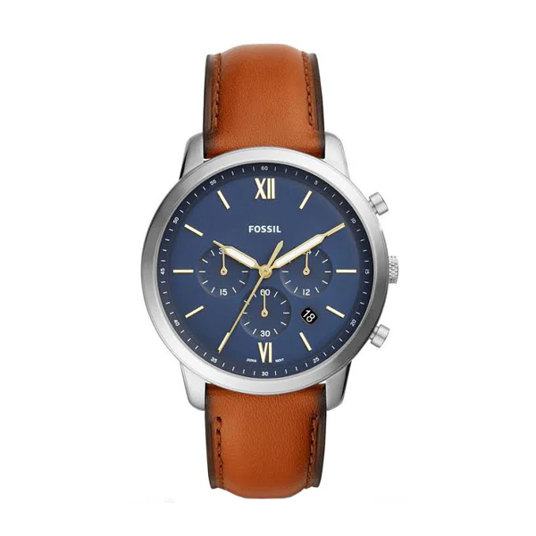 Fossil Neutra Brown Leather Strap Blue Dial Chronograph Quartz Watch for Gents - FS5453 - Image 2