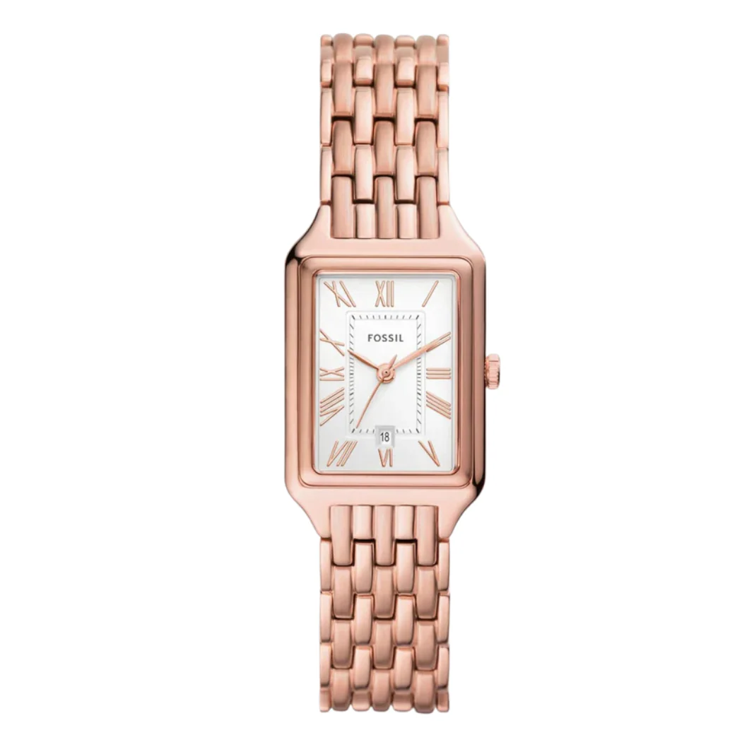 Fossil Raquel Rose Gold Stainless Steel Silver Dial Quartz Watch for Ladies - ES5271