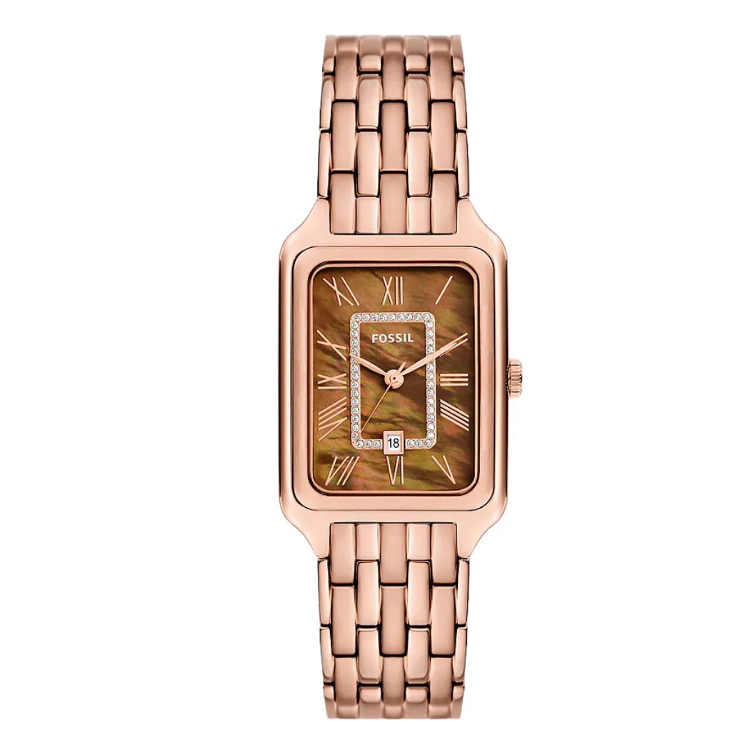Fossil Rose Gold Stainless Steel Brown Dial Quartz Watch for Ladies - ES-5323