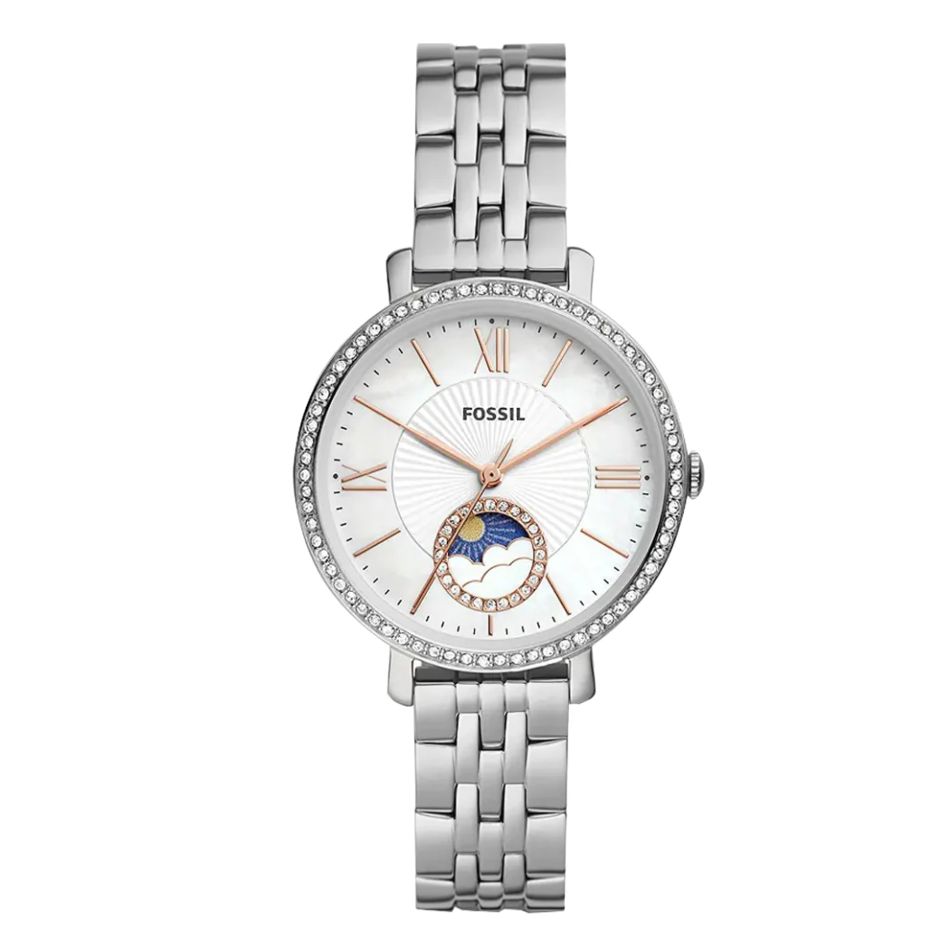 Fossil Silver Stainless Steel White Dial Quartz Watch for Ladies - ES5164