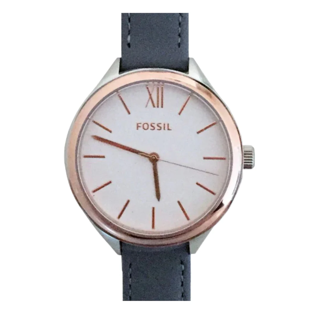 Fossil Smokey Blue Leather Strap White Dial Quartz Watch for Ladies - BQ3129