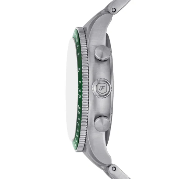Fossil Sport Tourer Silver Stainless Steel Green Dial Chronograph Quartz Watch for Gents - FS6048 - Image 3